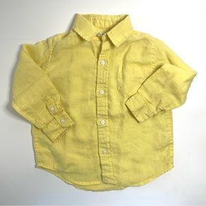 Sunny Yellow Janie and Jack 100% Linen Button Down Shirt Size 3T